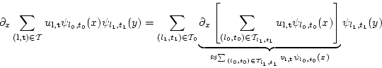 \begin{displaymath}
\partial_x \sum_{({\bf l,t}) \in {\cal{T}}} u_{\bf l,t} \psi...
...{l_1,t_1}} v_{\bf l,t} \psi_{l_0,t_0}(x) } \psi_{l_1,t_1}(y) 
\end{displaymath}